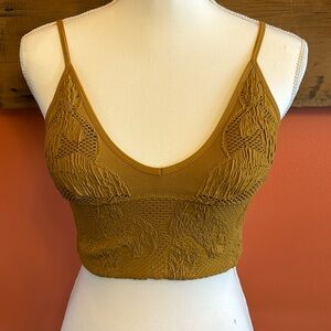 Three Bird Nest Mustard Crochet Crop Top